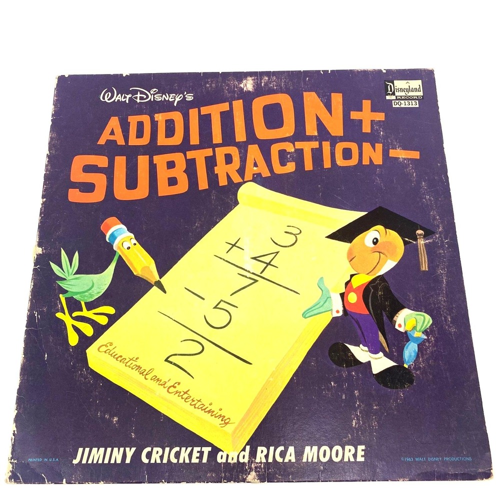 Addition + Subtraction Walt Disney's Disneyland DQ 1313 LP Vinyl Record Cricket